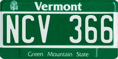 VT license plate NCV366