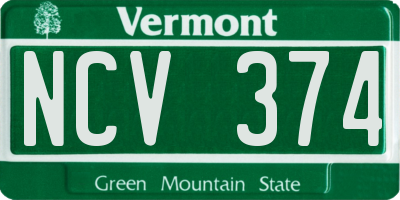 VT license plate NCV374