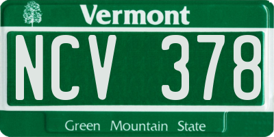 VT license plate NCV378