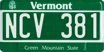 VT license plate NCV381