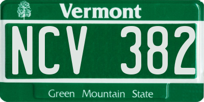 VT license plate NCV382
