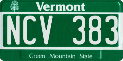 VT license plate NCV383