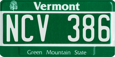 VT license plate NCV386