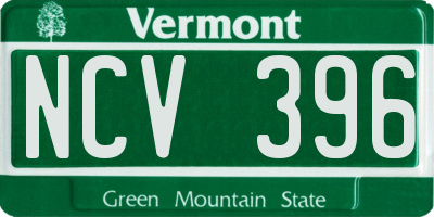 VT license plate NCV396