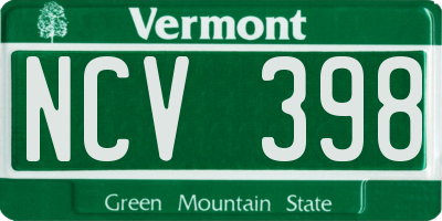 VT license plate NCV398
