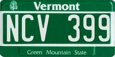 VT license plate NCV399