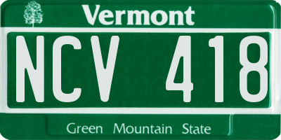 VT license plate NCV418