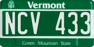 VT license plate NCV433