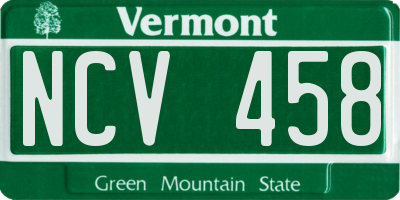 VT license plate NCV458