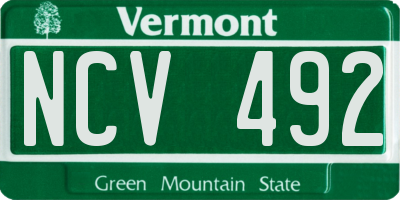 VT license plate NCV492