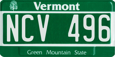 VT license plate NCV496