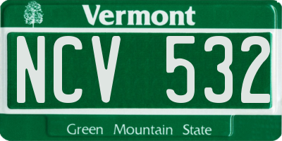 VT license plate NCV532