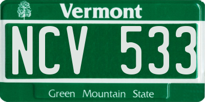 VT license plate NCV533