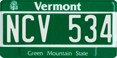 VT license plate NCV534