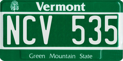 VT license plate NCV535