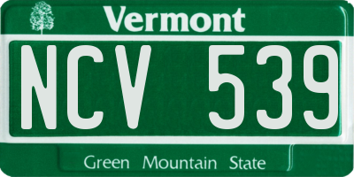 VT license plate NCV539