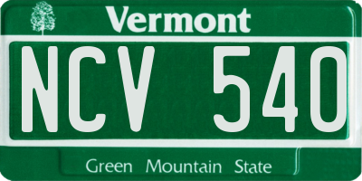 VT license plate NCV540