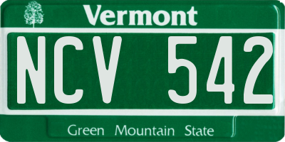 VT license plate NCV542