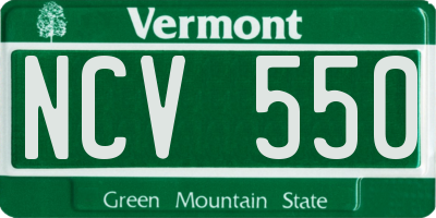 VT license plate NCV550