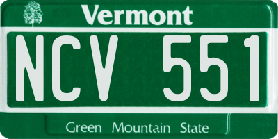 VT license plate NCV551