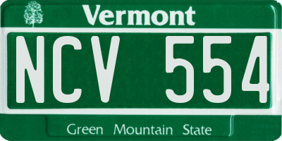 VT license plate NCV554
