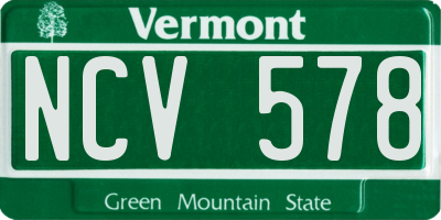 VT license plate NCV578