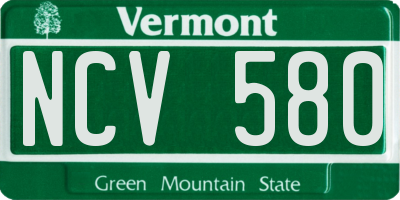 VT license plate NCV580