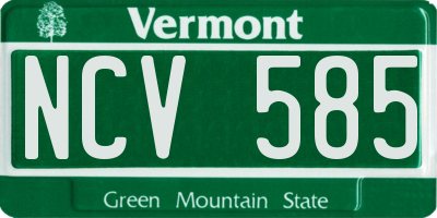VT license plate NCV585
