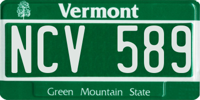 VT license plate NCV589