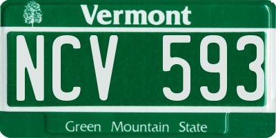 VT license plate NCV593