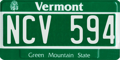 VT license plate NCV594
