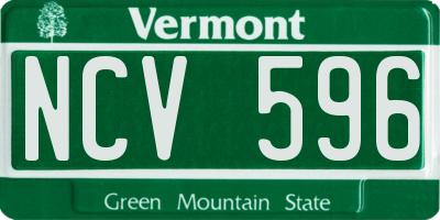 VT license plate NCV596