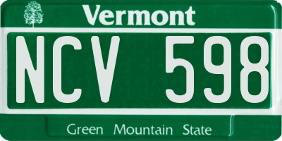 VT license plate NCV598