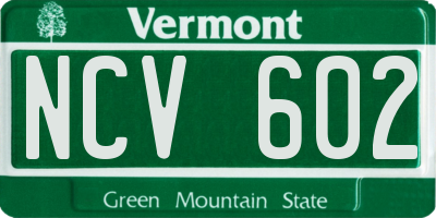 VT license plate NCV602