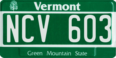 VT license plate NCV603