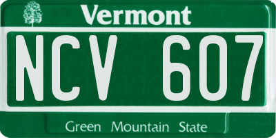 VT license plate NCV607