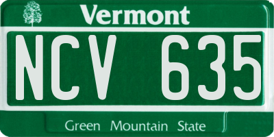 VT license plate NCV635