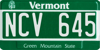 VT license plate NCV645