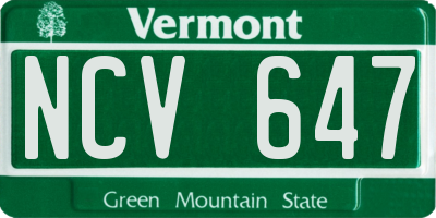 VT license plate NCV647
