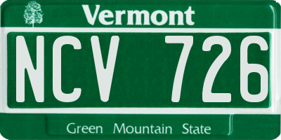 VT license plate NCV726