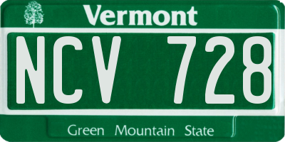 VT license plate NCV728