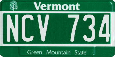 VT license plate NCV734