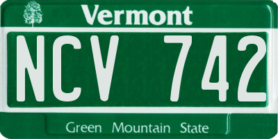 VT license plate NCV742