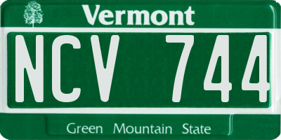 VT license plate NCV744