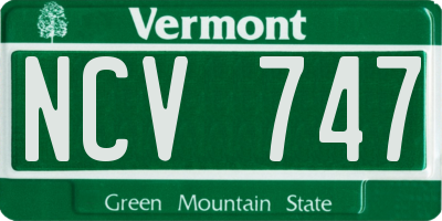 VT license plate NCV747