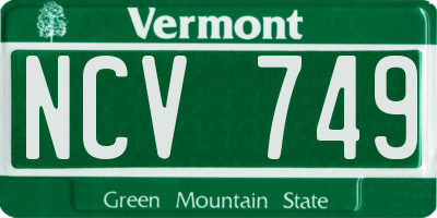VT license plate NCV749