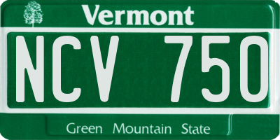 VT license plate NCV750