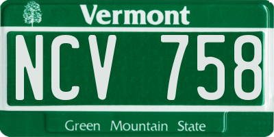 VT license plate NCV758
