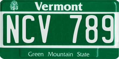 VT license plate NCV789