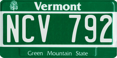 VT license plate NCV792